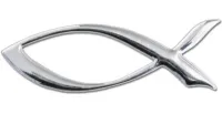 Autocollant ichtus 8cm - relief 3D argenté