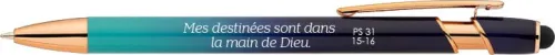 Stylo alu Princy bleu « Mes destinées sont dans la main de Dieu » Psaume 31.15-16