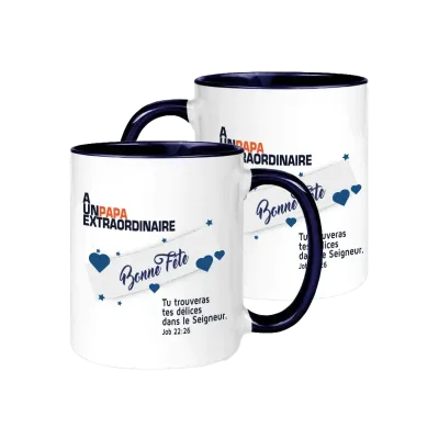 Mug À un papa extraordinaire - "Tu trouveras tes délices…" Job 22.26 - Fête des pères