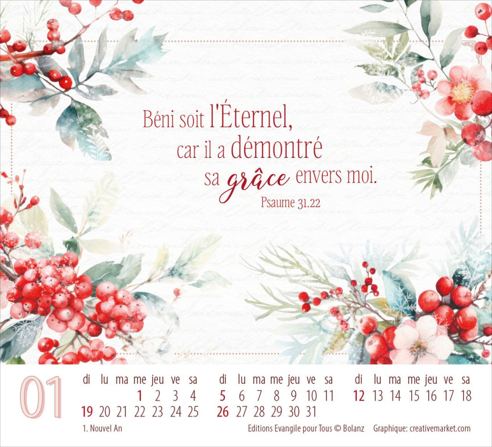 Splendeur - Mini calendrier de table