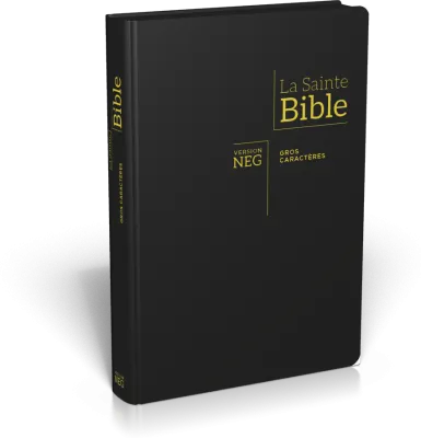 Bible Segond NEG, gros caractères, noire - Couverture souple, fibrocuir, tranche or, avec onglets...