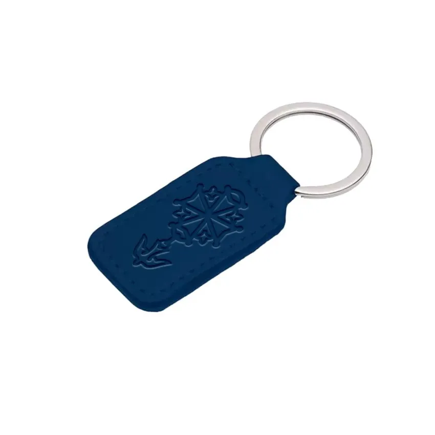 Porte-clés en simili-cuir Croix Huguenote - Bleu, Marron ou Beige