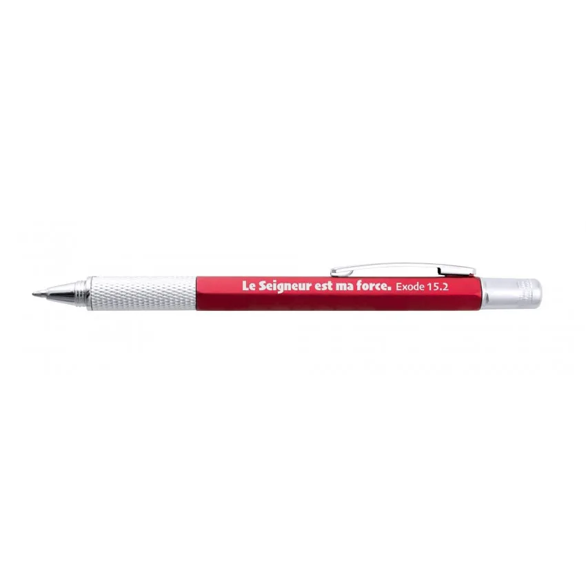 Stylo multi-outil rouge "Le Seigneur est ma force"