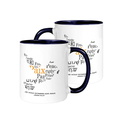 Mug bicolore blanc/noir « Je vous donne ma paix. » Jean14.27