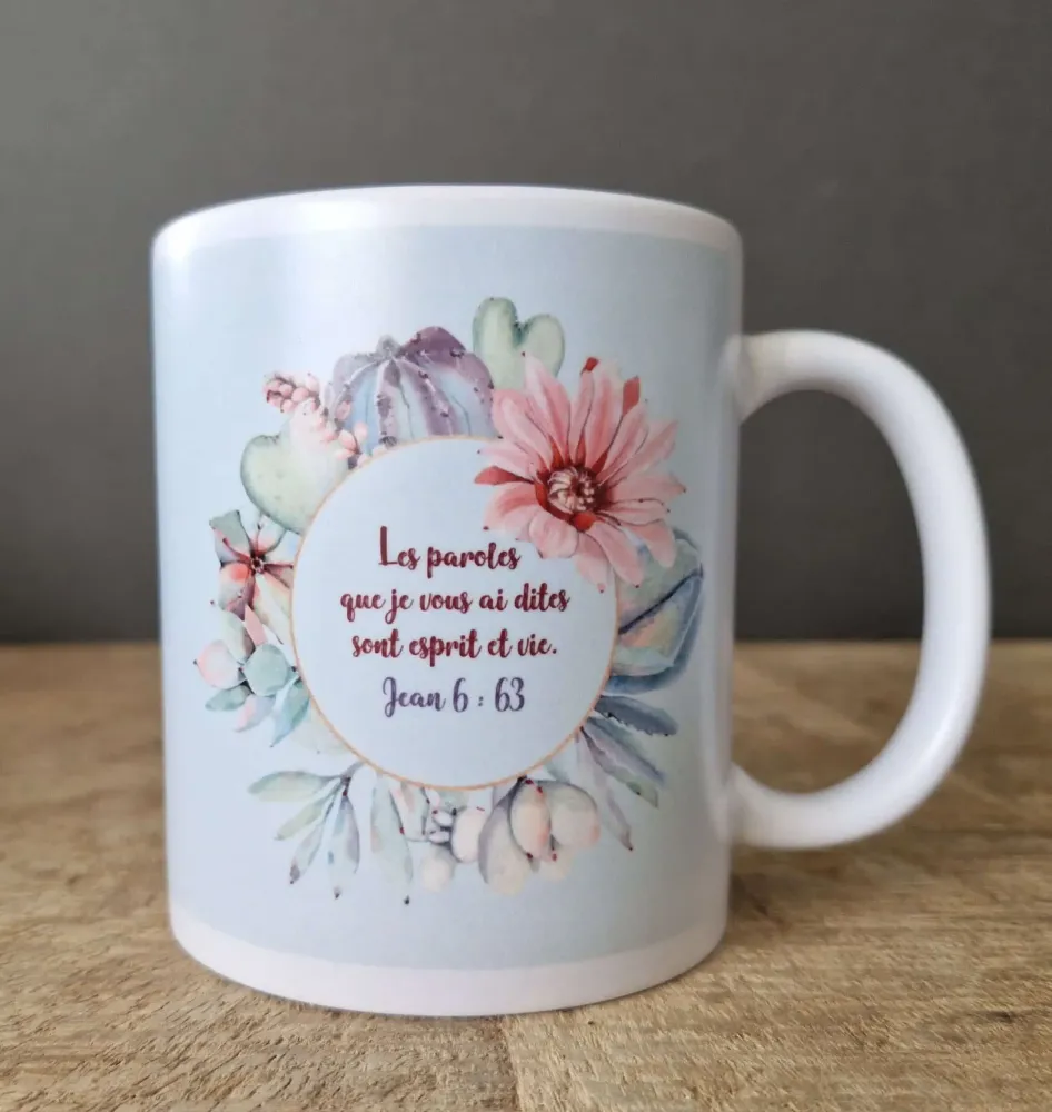 Mug "Les paroles que je vous ai dites sont esprit et vie" Jean 6.63 - Finition mate