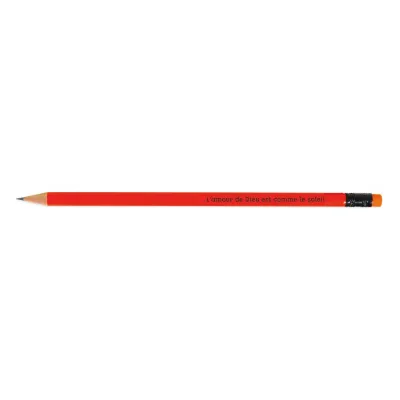 Crayon de papier, orange fluo - "L'amour de Dieu est comme le soleil"
