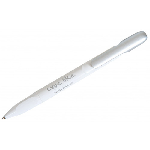 Stylo à bille blanc/argenté - "Love like Jesus"