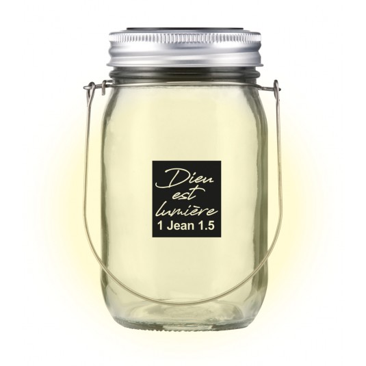 Lampe solaire en verre - "Dieu est lumière."