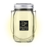 Lampe solaire en verre - "Dieu est lumière."