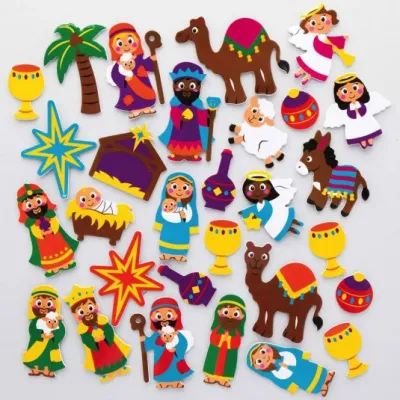 Pack de 200 autocollants en mousse Nativité