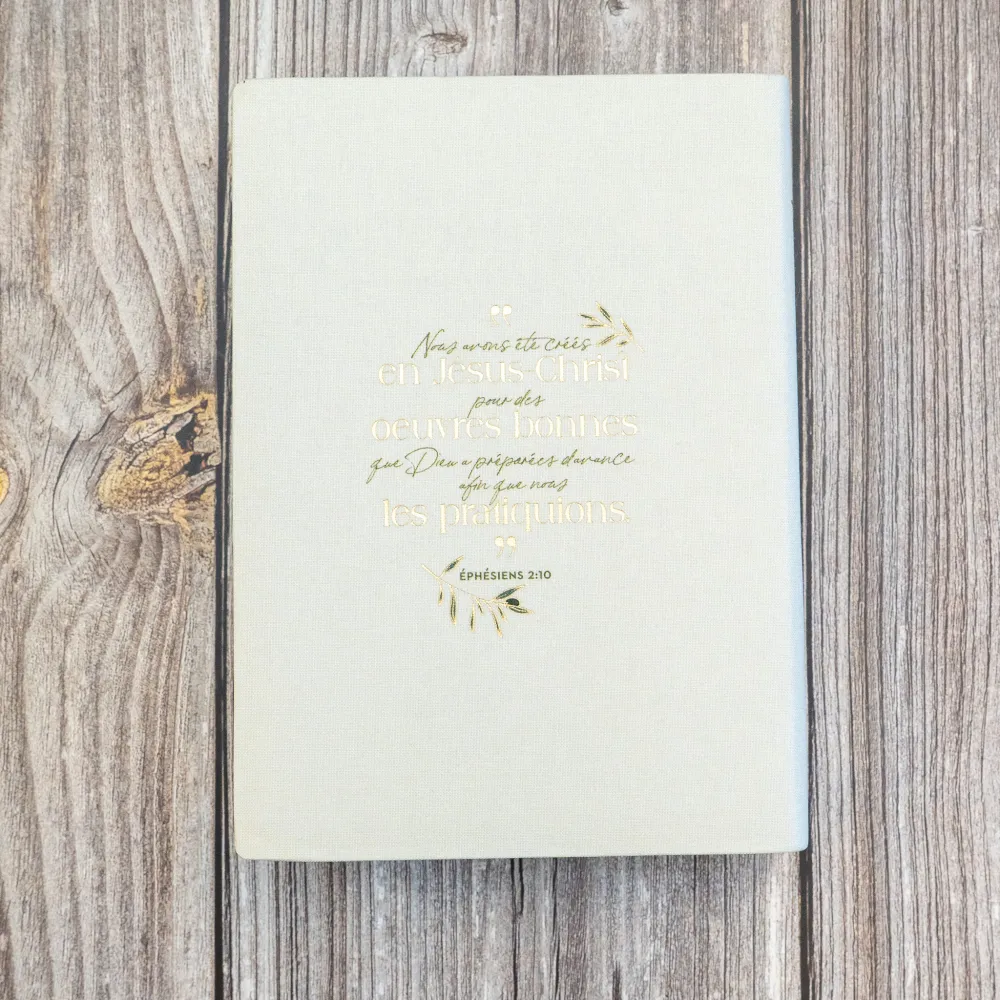 Bible Segond 21 Journal de bord -  couverture souple, toile blanche avec motifs dorés