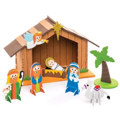Kit crèche de la Nativité à assembler - Création en mousse 3D