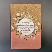 Carnet de notes Ephésiens 3: 20-21 - A5 liège et toile pêche