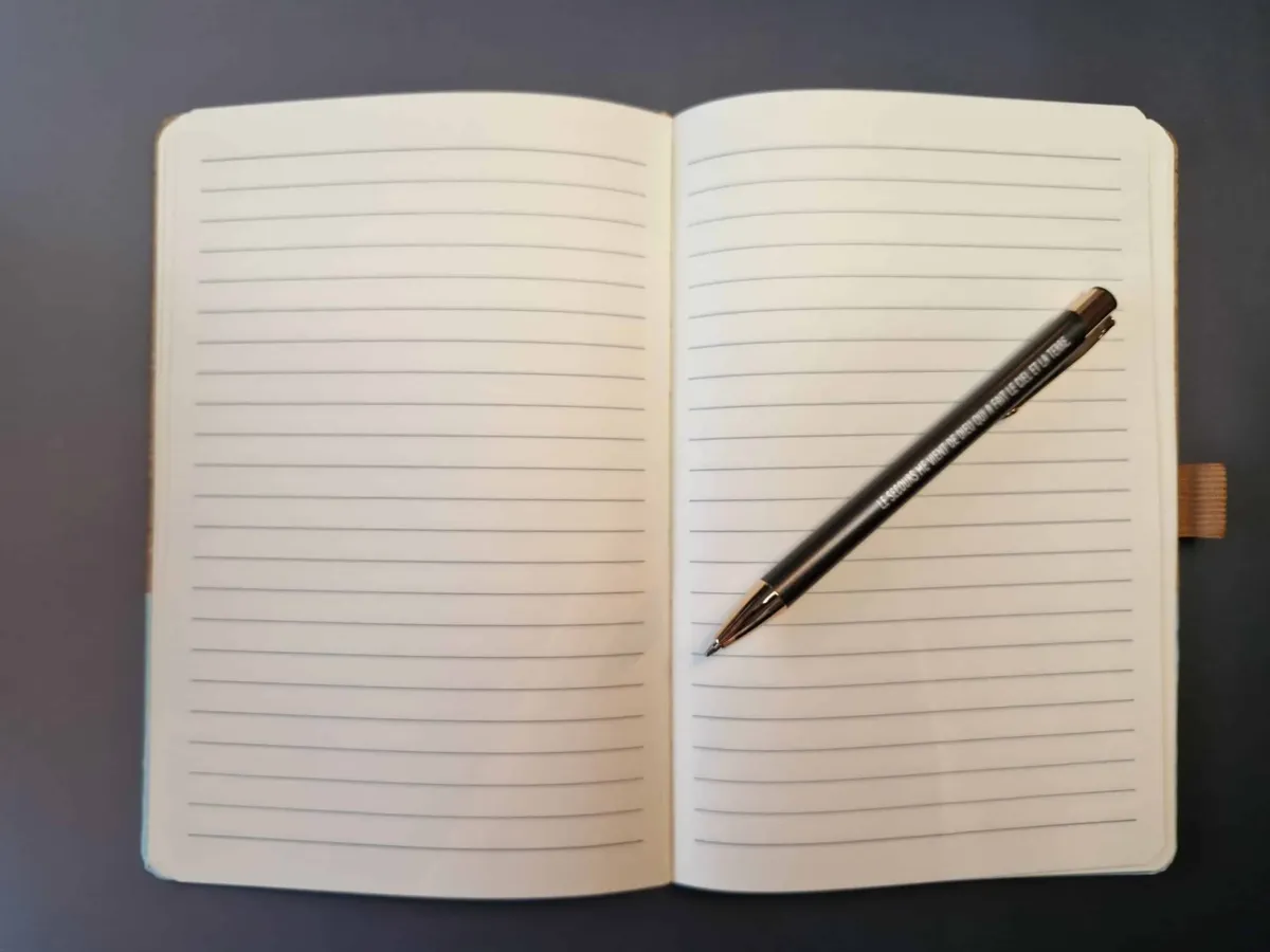 Carnet de notes Ephésiens 3: 20-21 - A5 liège et toile pêche