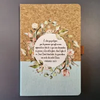 Carnet de notes Ephésiens 3: 20-21 - A5 liège et toile vert clair