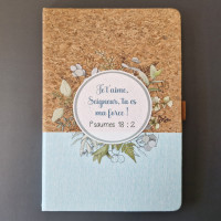 Carnet de notes Psaume 18: 2 - A5 liège et toile vert clair