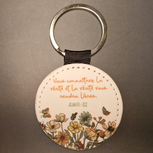 Porte-clés imprimé, rond, cuir synthétiquePorte-Clé Rond Sublimation Jean 8 - "Vous connaîtrez la...