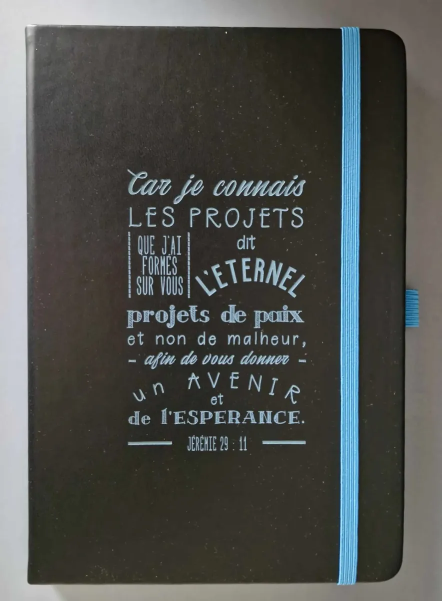 Carnet de notes Jérémie 29:11 - A5 noir et turquoise