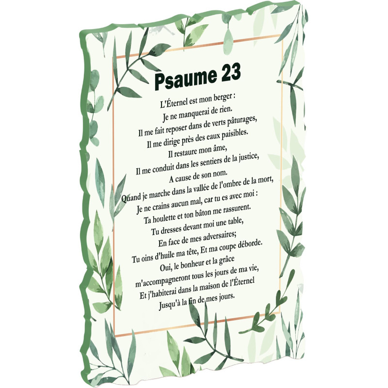 Tableau bois Psaume 23 - Feuilles
