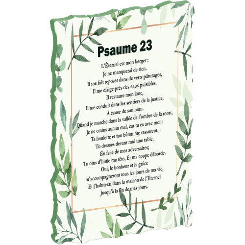 Tableau bois Psaume 23 - Feuilles