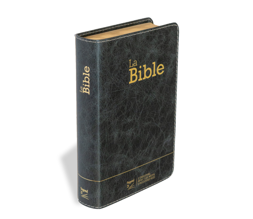 Bible Segond 21 compacte (Premium Style) - couverture souple, cuir anthracite, avec tranches dorées