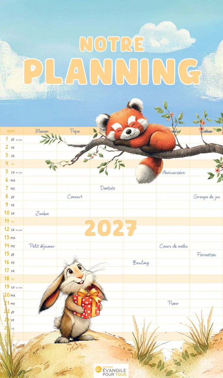 Notre planning - Calendrier mural