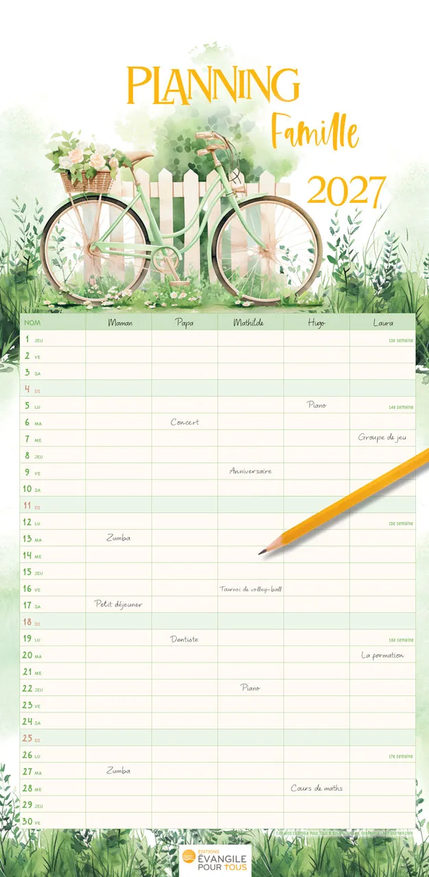Planning famille - Calendrier mural