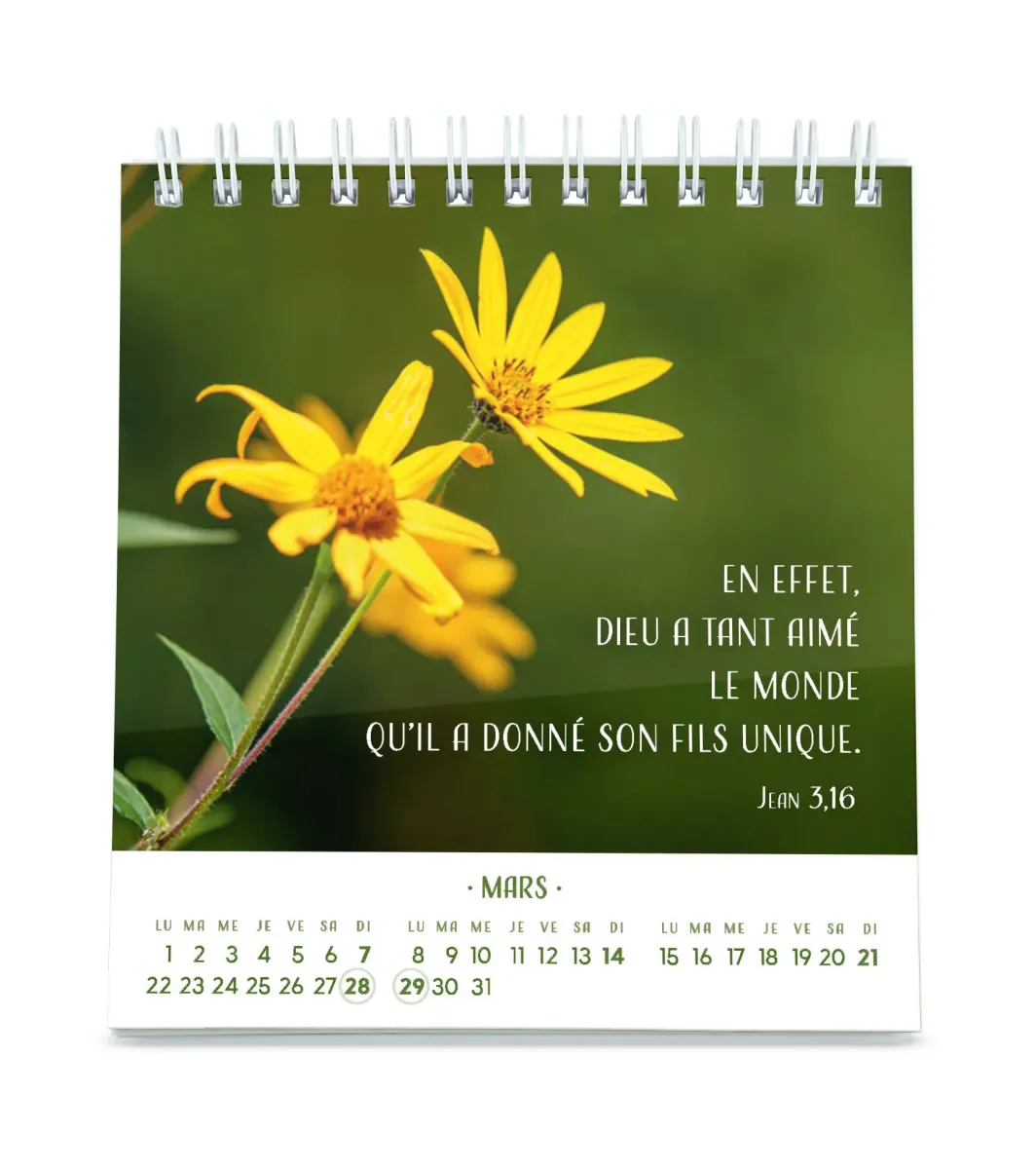 Pensées fleuries - calendrier de table