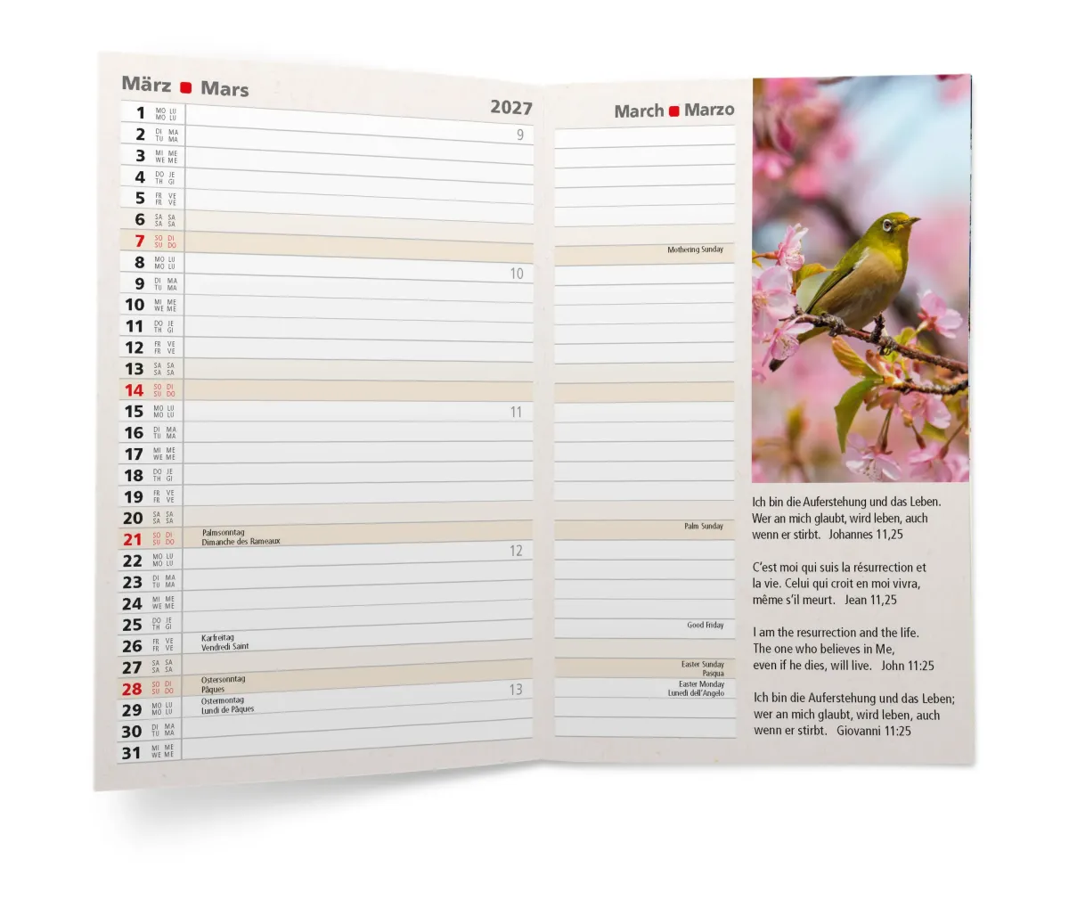 Agenda international - 4 langues
