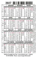 Calendrier format carte de crédit - Motif Paysage (Jean 8.12)