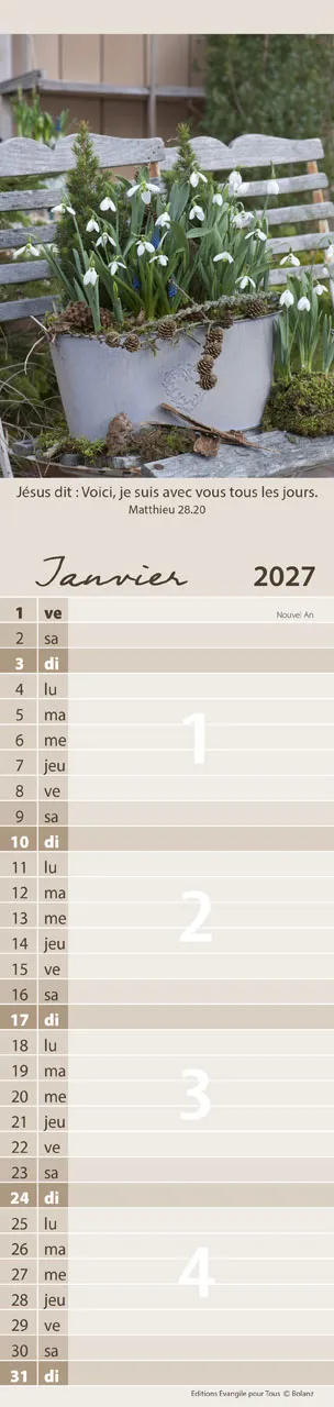 Pour nous (Fleurs) - Calendrier cartes postales, vertical