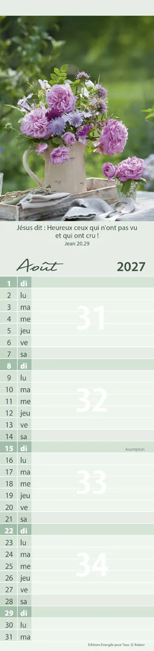 Pour nous (Fleurs) - Calendrier cartes postales, vertical
