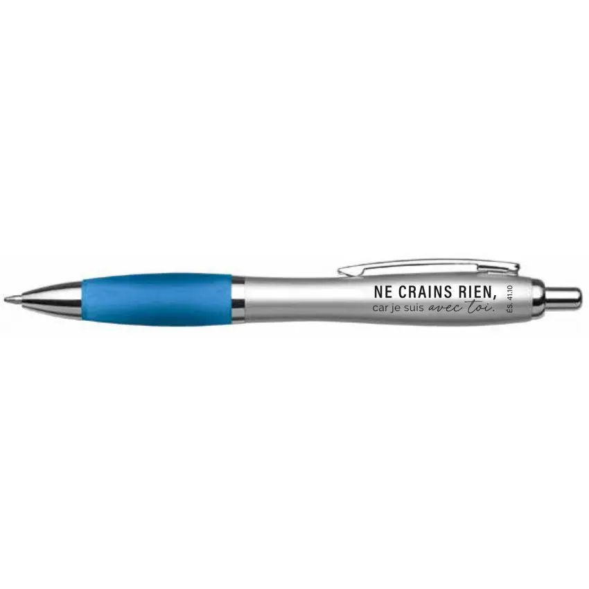 Stylo bleu « Ne crains rien, car je suis avec toi. » Ésaïe 41.10 - Mot d'ordre 2027
