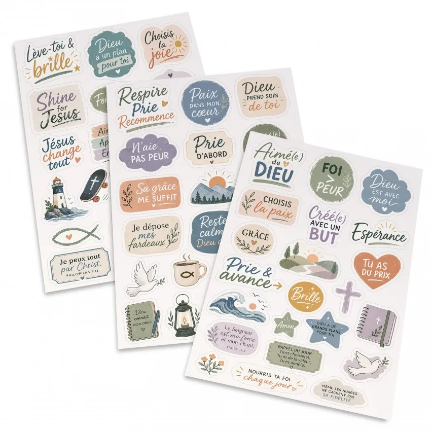 Lot de 3 planches d'autocollants - motifs ados