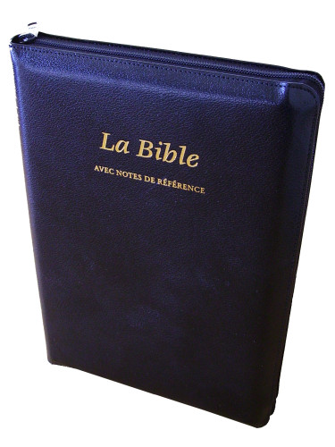 Bible avec notes de référence, Segond 21, noire - couverture souple, fibrocuir, avec zipper et...