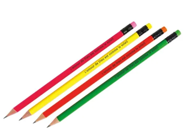 Crayon de papier, orange fluo - "L'amour de Dieu est comme le soleil"