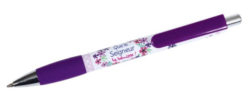 Stylo avec motifs floraux «Que le Seigneur te bénisse !»