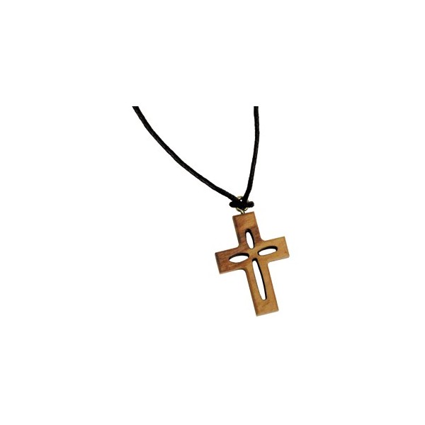 COLLIER CROIX EN BOIS D'OLIVIER 3.70 CM EVIDEE