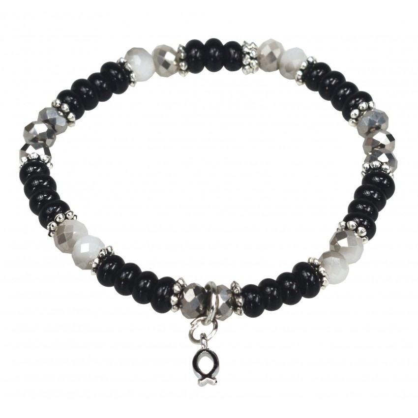 Bracelet de perles Ichtus noir