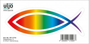 Autocollant Ichtus arc-en-ciel 12,5 cm