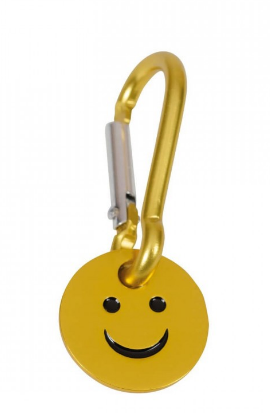 Porte-clé mousqueton avec jeton smiley jaune