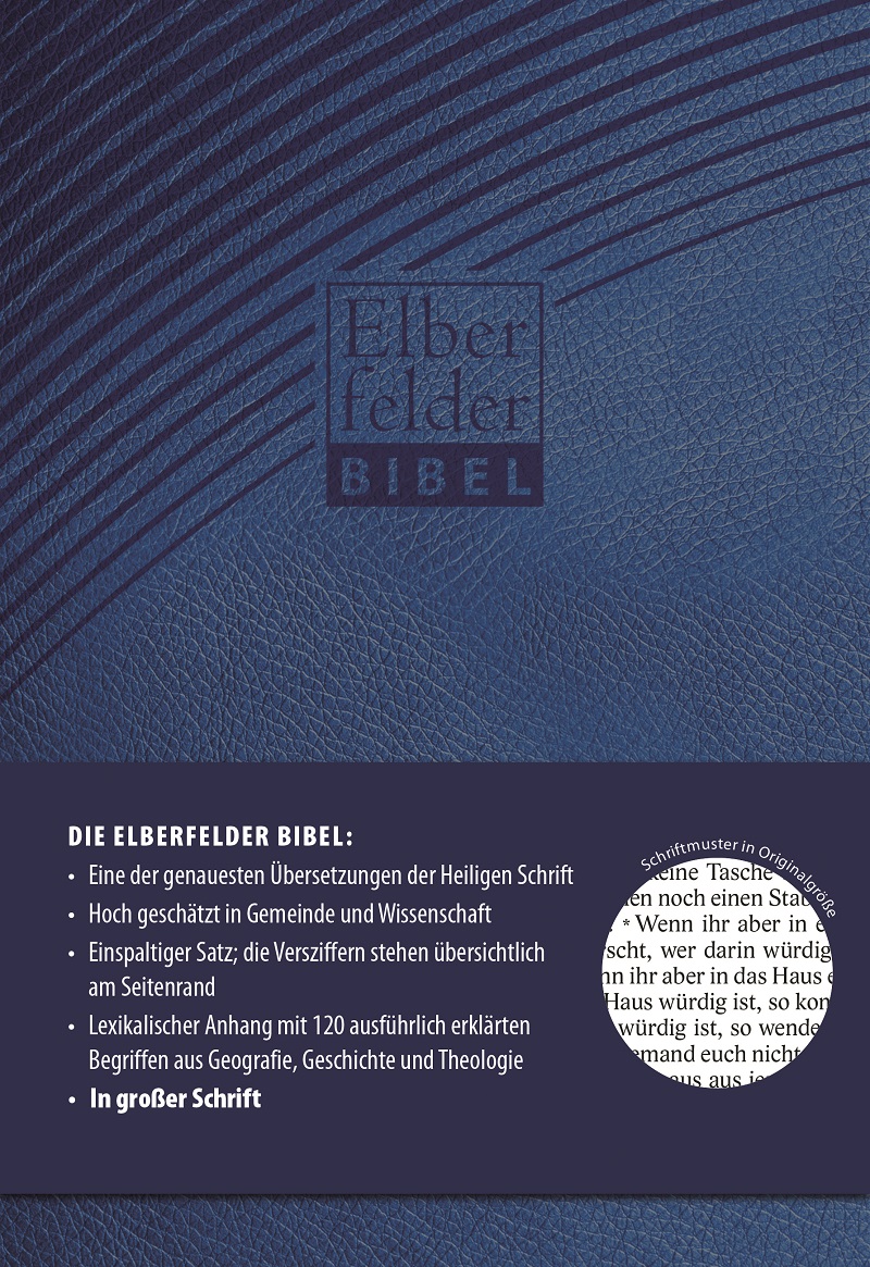 Elberfelder Bibel in grosser Schrift - Italienisches Kunstleder, blau