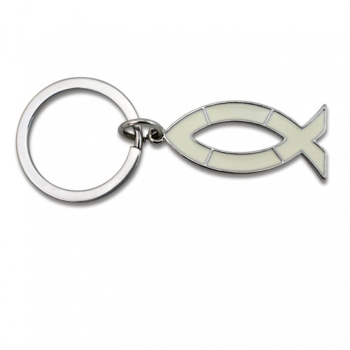 PORTE CLÉS MÉTAL ICHTHUS 7 CM Argent ou Or