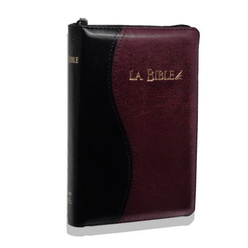 Bible Segond 21 compacte, duo noir bordeaux - couverture souple, vivella, avec zipper et tranches or