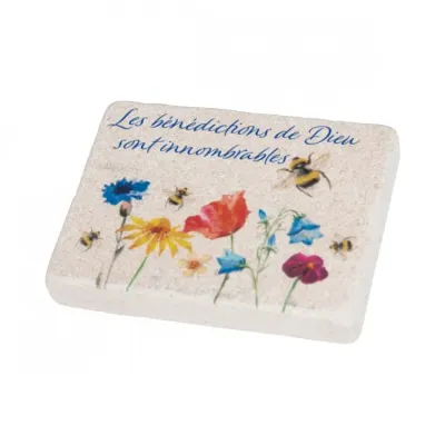 Magnet en pierre avec motif floral - Les bénédictions de Dieu sont innombrables