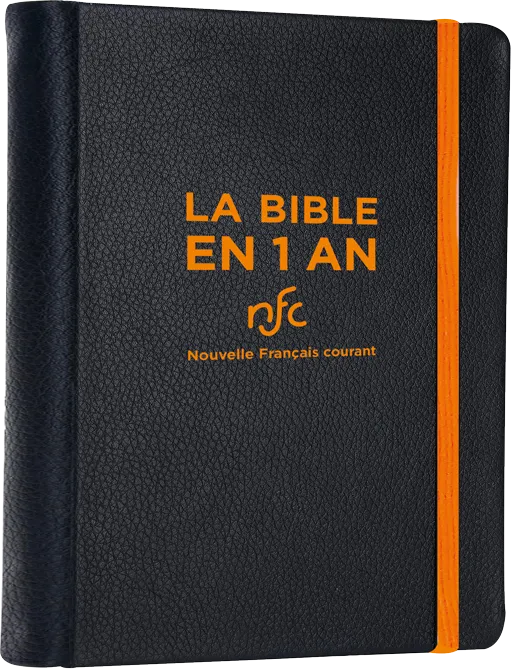 Bible en 1 an, NFC (La) - rigide simili-cuir noir [avec deutérocanoniques] + 2 signets