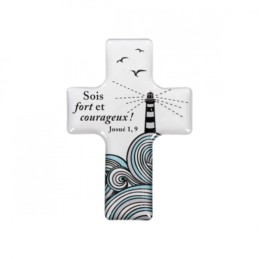 Magnet décoratif Croix "Sois fort et courageux"