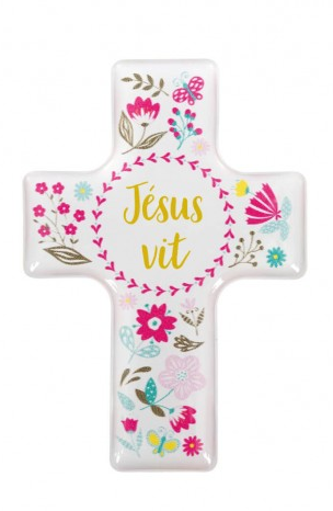 Magnet décoratif Croix "Jésus vit"