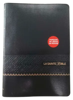 Bible Segond 1910, gros caractères, similicuir noir - couverture souple, avec onglets, paroles de...