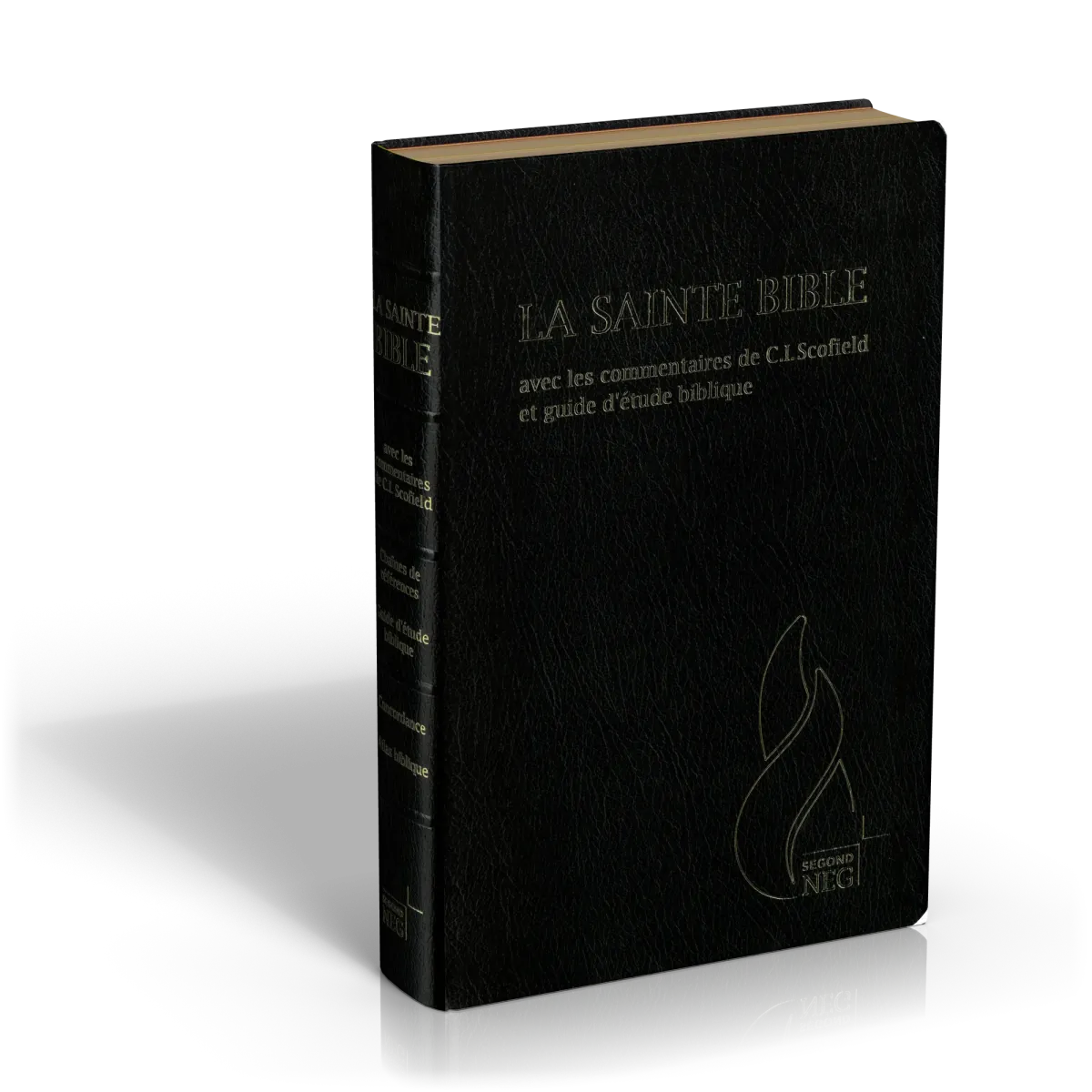 Bible d'étude Segond NEG Scofield, noire - couverture souple, fibrocuir, tranche or, avec onglets